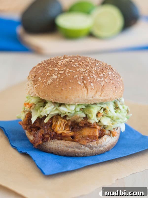 BBQ Jackfruit Sandwich with Avocado Slaw