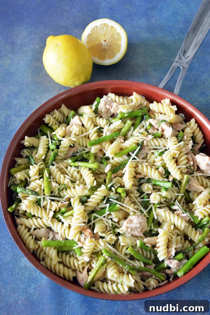 Lemon Dill Salmon Pasta Salad with Asparagus