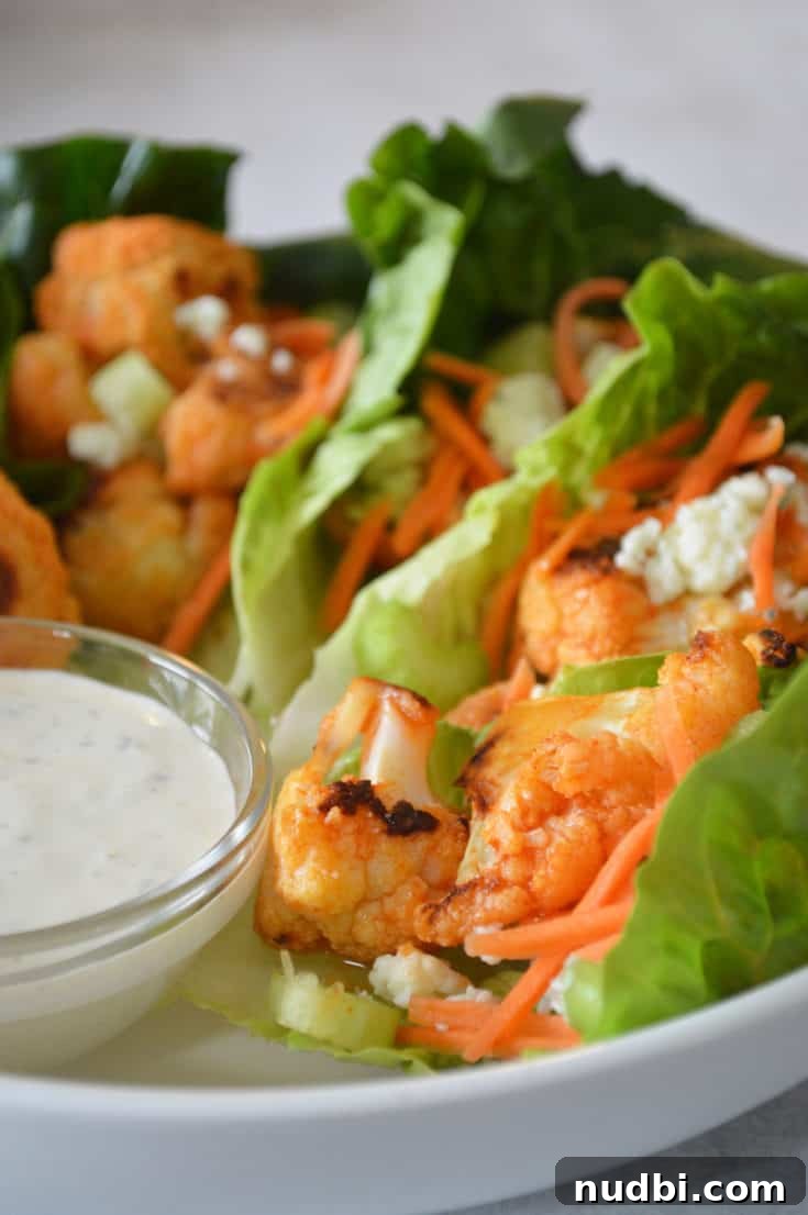 Buffalo Cauliflower Lettuce Wraps