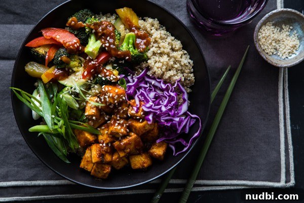 Korean Barbecue Tofu Bowls with Quinoa and Veggies