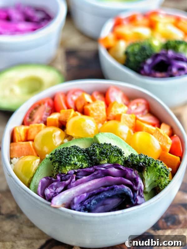Vibrant Rainbow Buddha Bowl packed with colorful vegetables