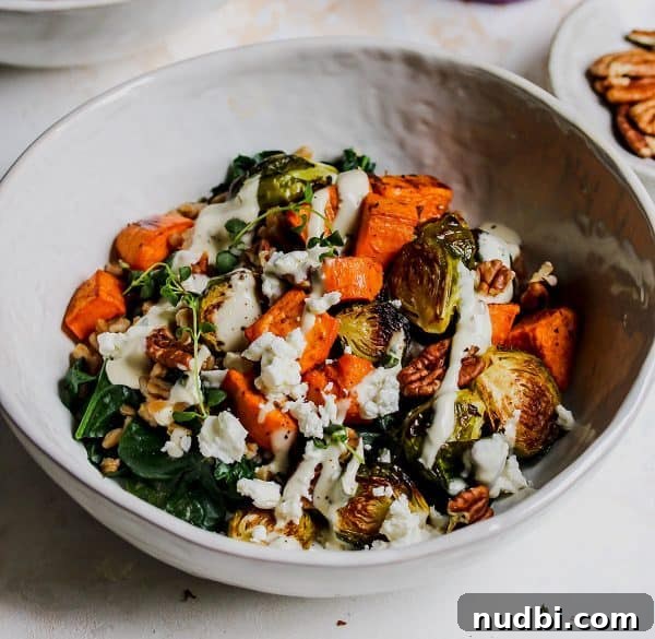 Delicious Fall Harvest Bowl with Creamy Thyme Dressing