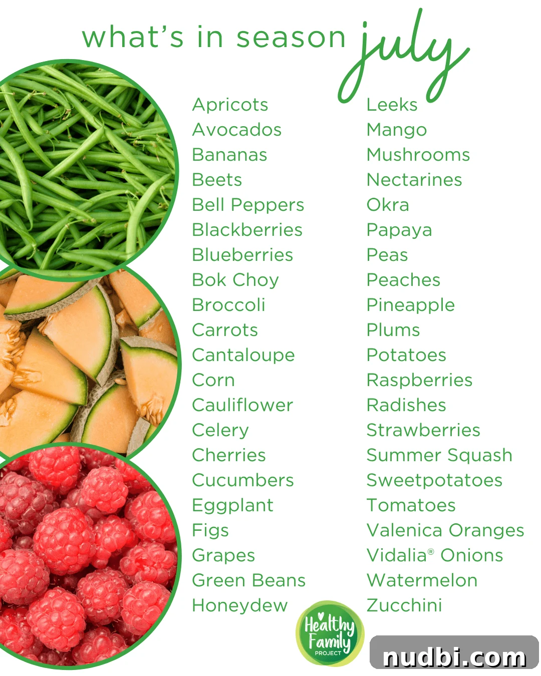 Fresh, in-season produce for July