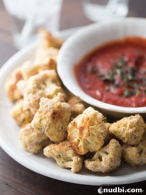 Breaded Cauliflower Bites with Pizza Dipping Sauce