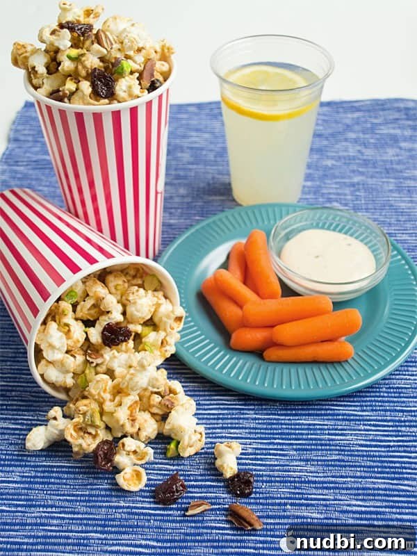 Peanut Butter-Drizzled Popcorn, a healthy snack twist