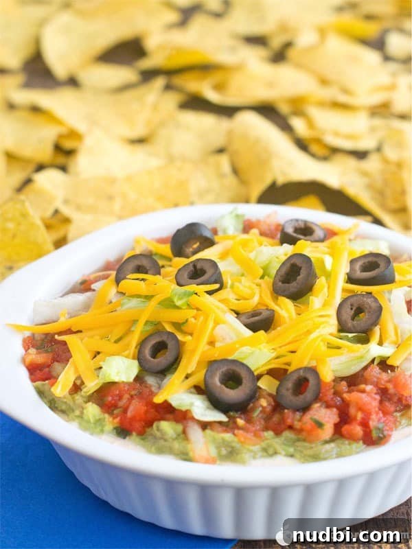 7-Layer Taco Dip, a healthier version with Greek yogurt