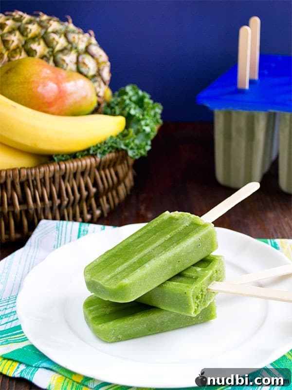 Green smoothie pops in molds