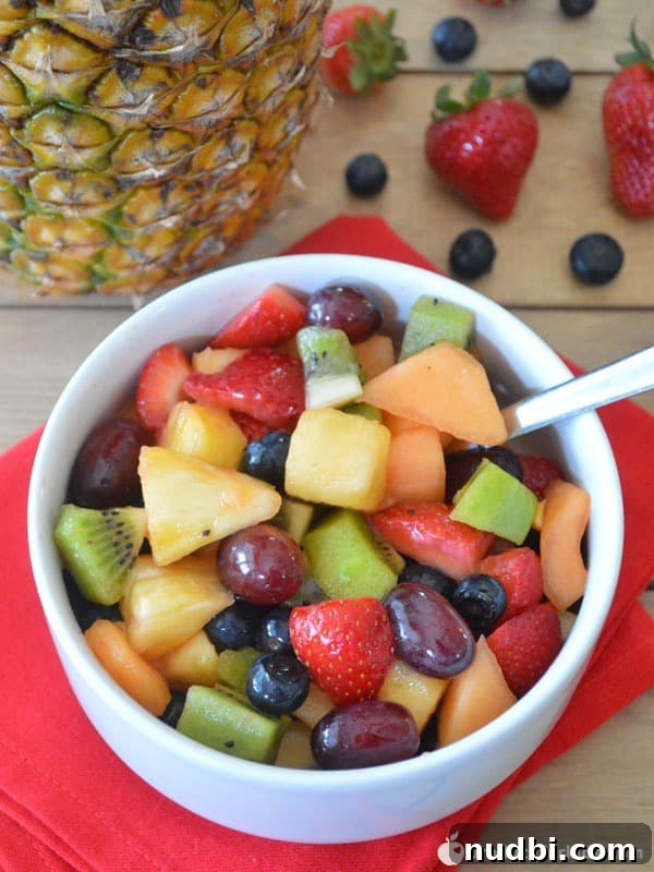 Rainbow Fruit Salad with Honey Citrus Dressing