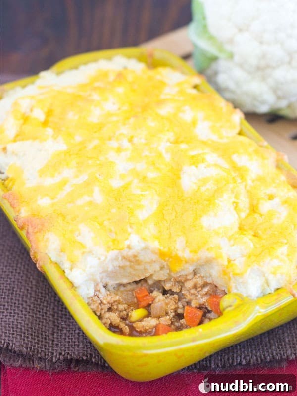 Turkey Shepherd's Pie with mashed cauliflower topping