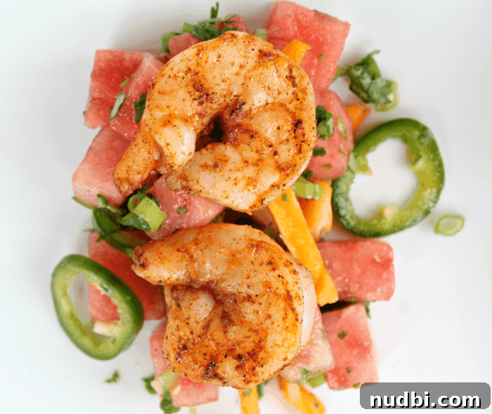 10 Summer Grilling Recipes You'll Crave All Season Long 9 Zesty Grilled Blackened Shrimp paired with a refreshing Spicy Watermelon Salad for summer