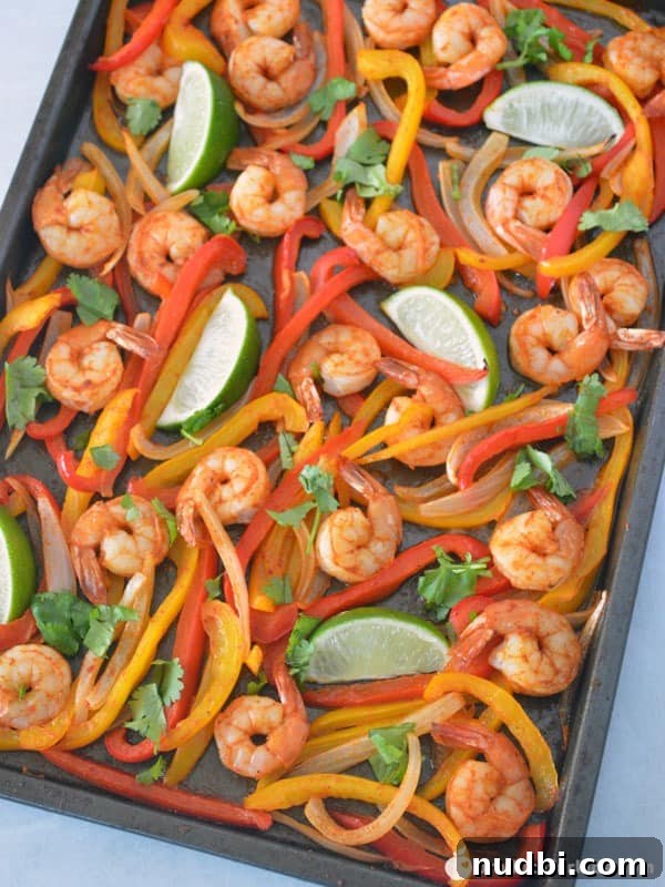 Smart Suppers for School Nights 7 Sheet Pan Shrimp Fajitas with peppers and onions
