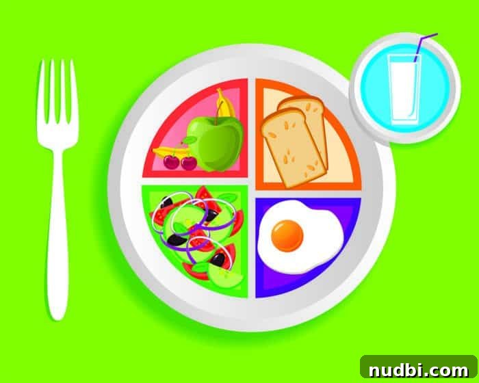 MyPlate image illustrating balanced portion sizes for different food groups