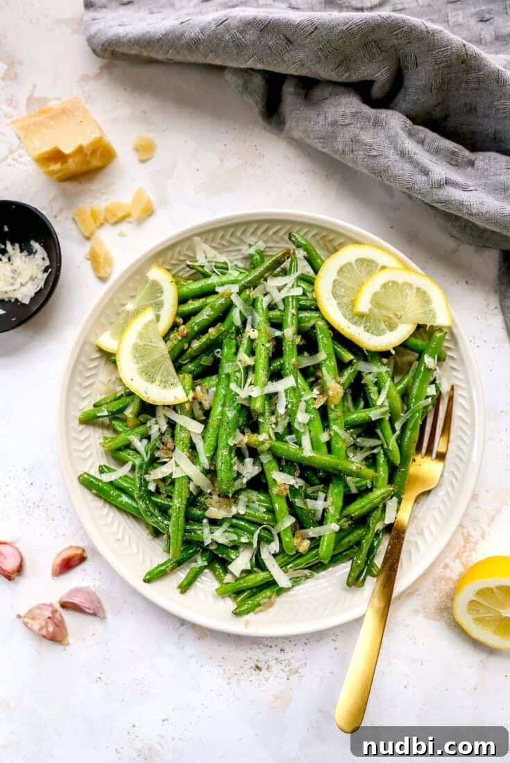 Simple and flavorful Roasted Green Beans with garlic and lemon
