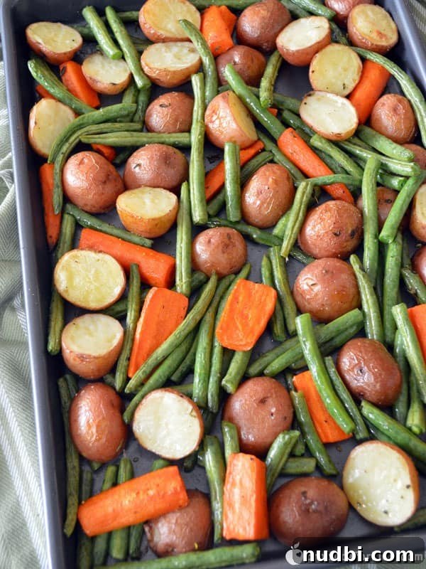Roasted Potatoes with Green Beans and Carrots, a perfect holiday side