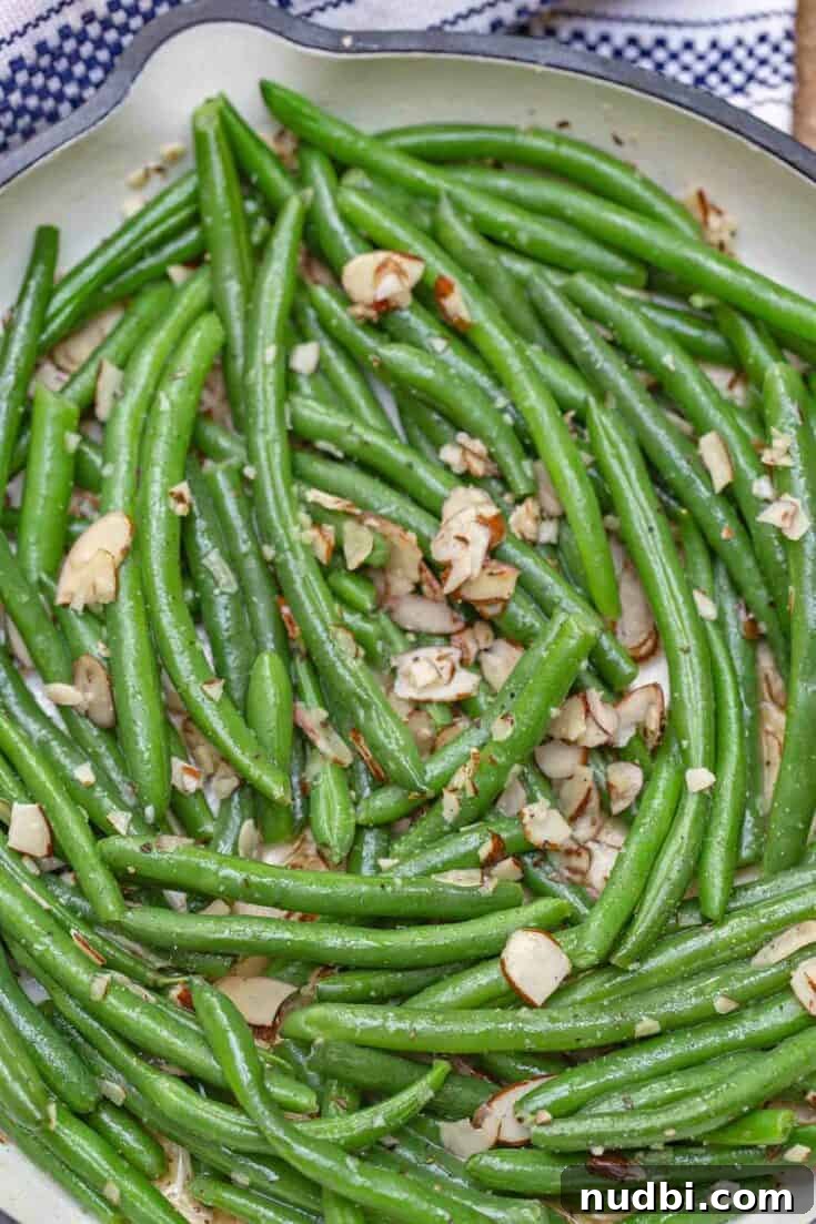 Classic Green Bean Almondine with toasted almonds and lemon