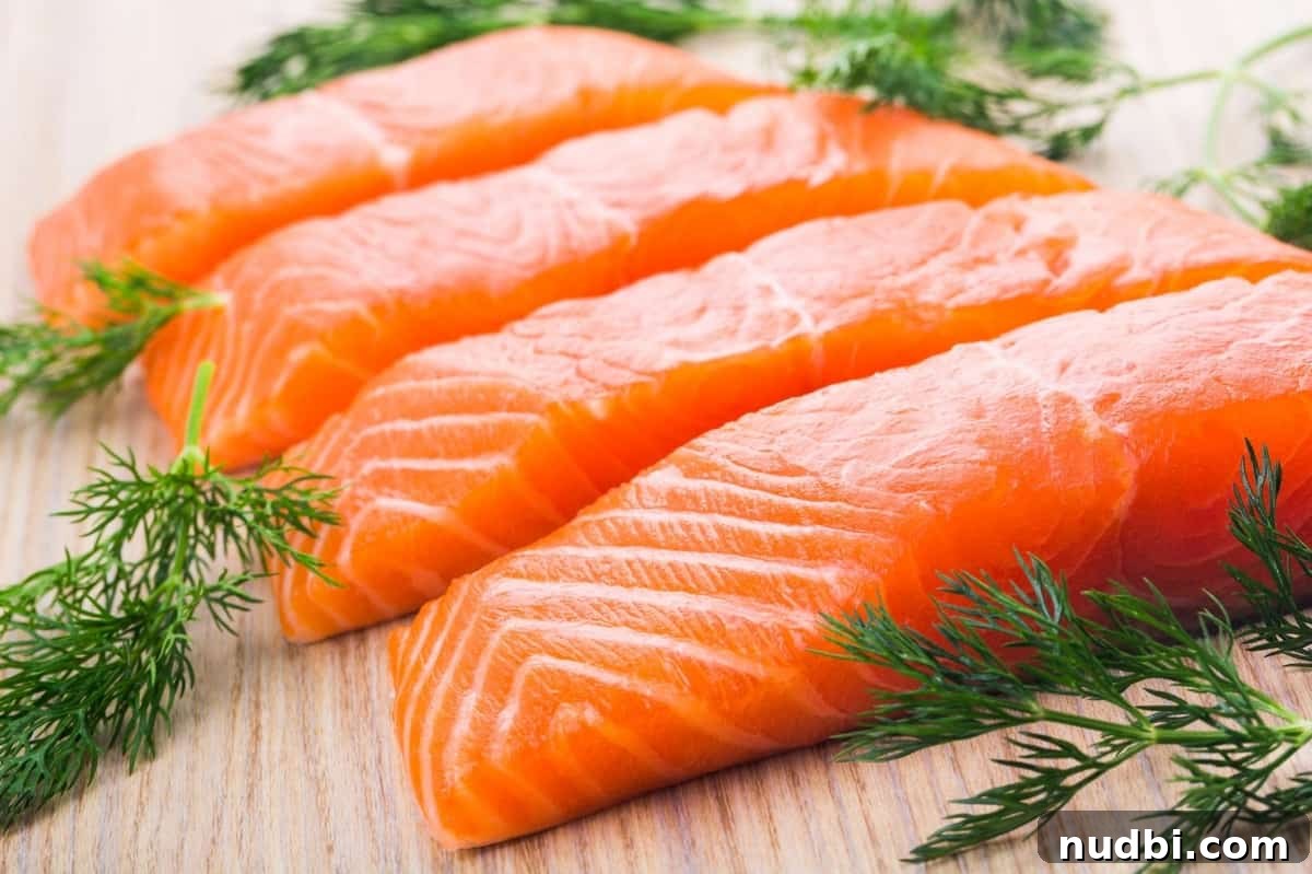Close-up of a perfectly cooked salmon fillet, illustrating healthy eating for anxiety.