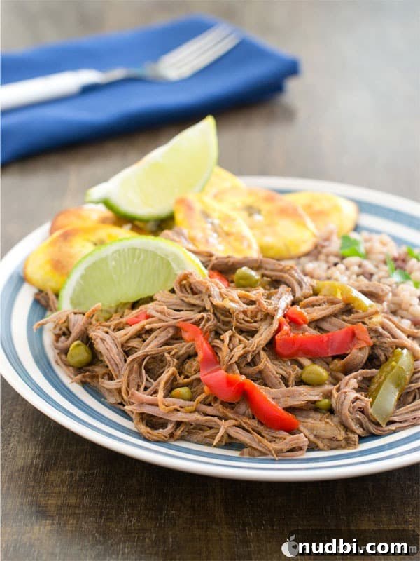 Healthy Slow Cooker Ropa Vieja with Baked Plantain Chips