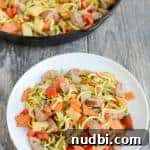 Gluten-free chicken sausage skillet with zoodles