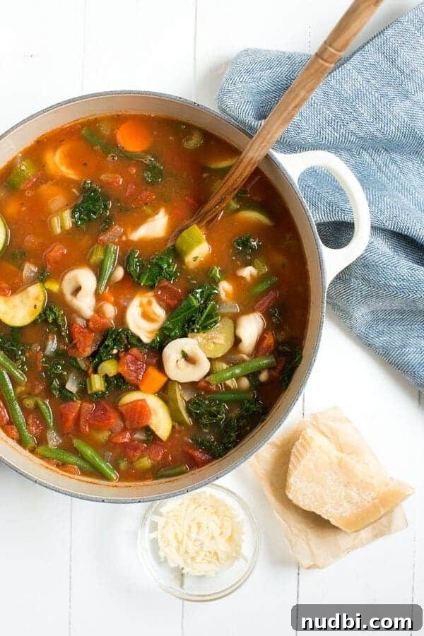 Easy one-pot tortellini minestrone soup