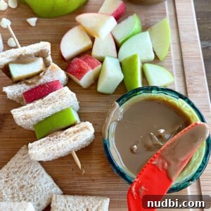 Lunch Packing Station - Caramel Apple Sandwich Kebabs