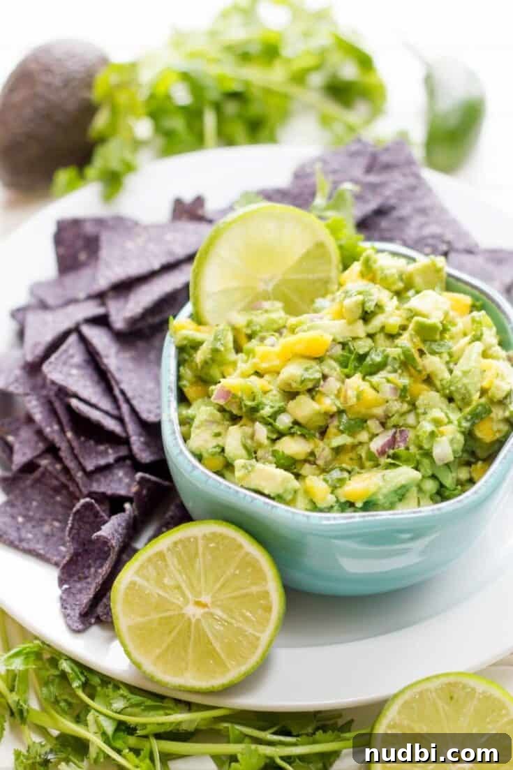 Mango Guacamole with sweet mango chunks