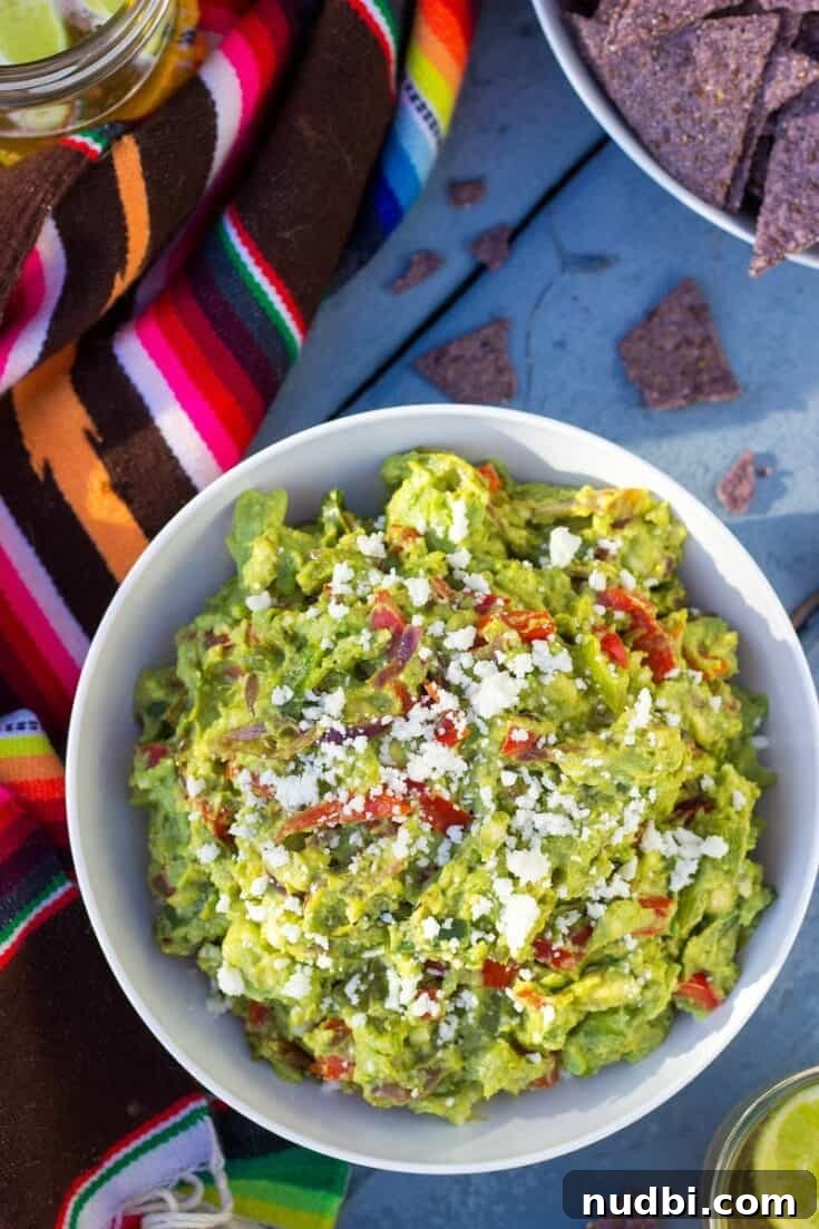 Fajita Guacamole with bell peppers and onions