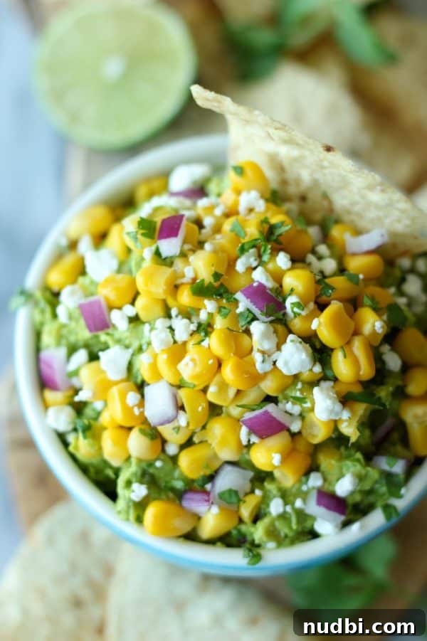 Sweet Corn Grilled Guacamole for a summer flavor