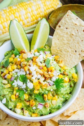 Corn & Cotija Guacamole, a Mexican street corn inspired dip