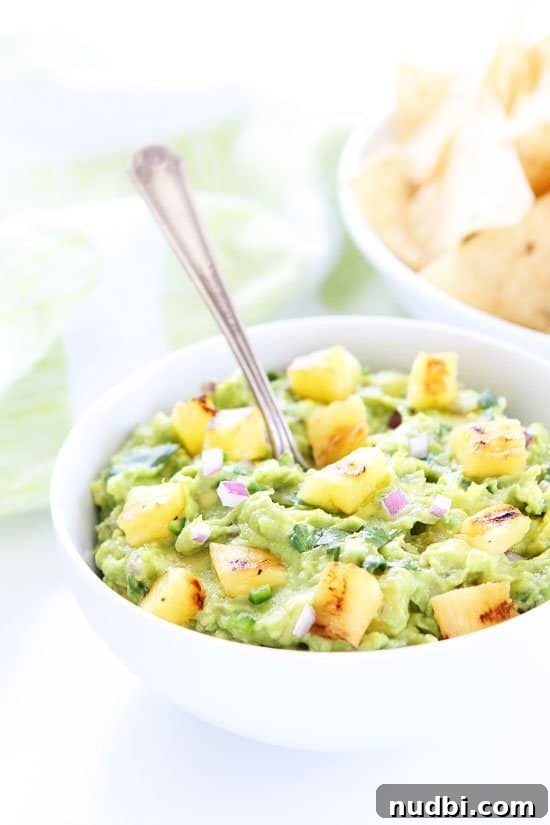 Grilled Pineapple Guacamole with sweet and savory flavors
