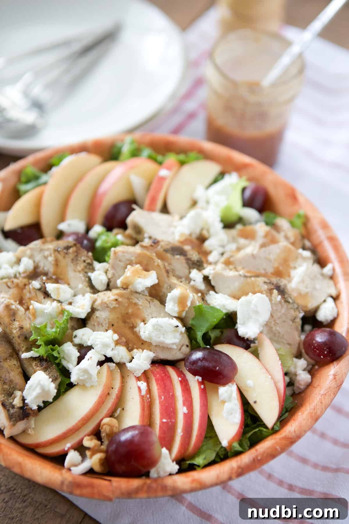 Fresh apple salad with grilled chicken