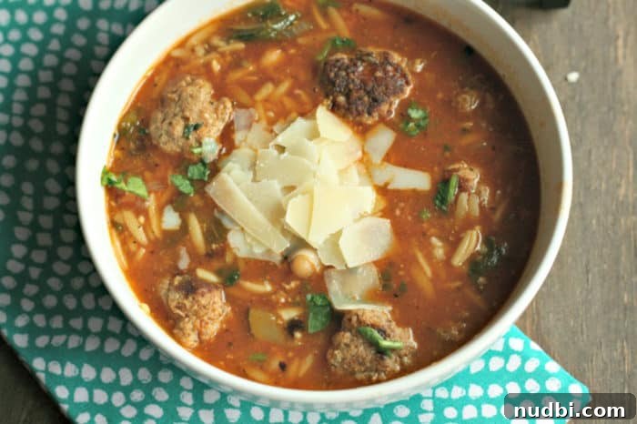 Hearty Meatball and Orzo Soup 2 Comforting Meatball Orzo Soup with fresh ingredients