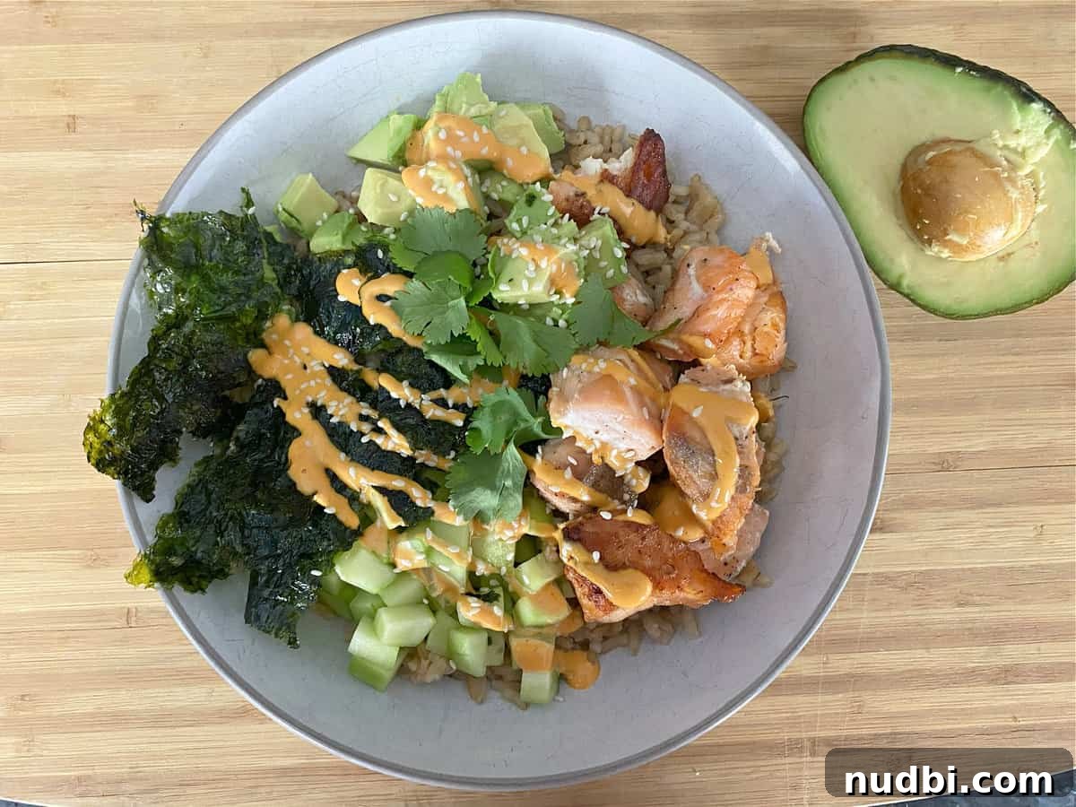 Food Rx: Heart Healthy Benefits of Avocado + Salmon Avocado Sushi Bowl Delicious Salmon Avocado Sushi Bowl for heart health