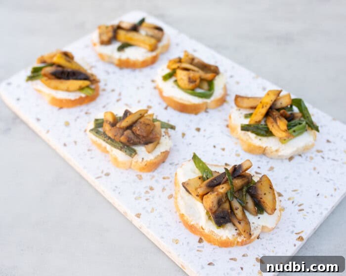 Holiday Crostini Bite-Sized Festivities 3 Mushroom on Ricotta Crostini