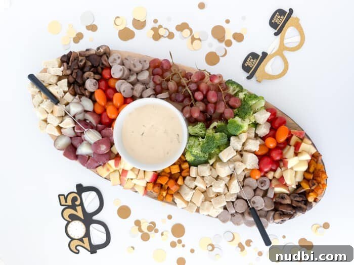 New Year's Eve: Melt into a Cozy Fondue Celebration 2 Cheese Fondue New Years charcuterie board