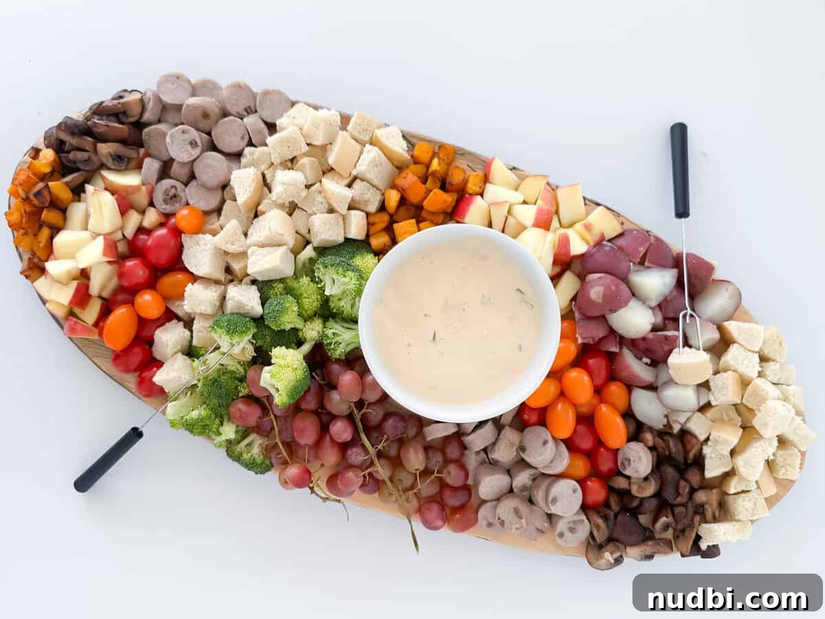 New Year's Eve: Melt into a Cozy Fondue Celebration 3 Cheese Fondue Charcuterie board
