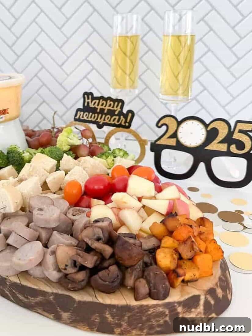 New Year's Eve: Melt into a Cozy Fondue Celebration 6 Charcuterie board and a Fondue centerpiece for New Years 2025