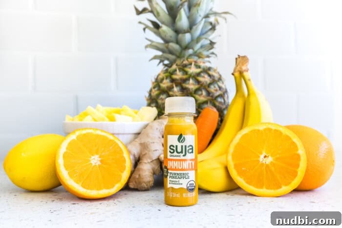 Immunity shots with turmeric, echinacea, elderberry, and probiotics for energy and immune support.