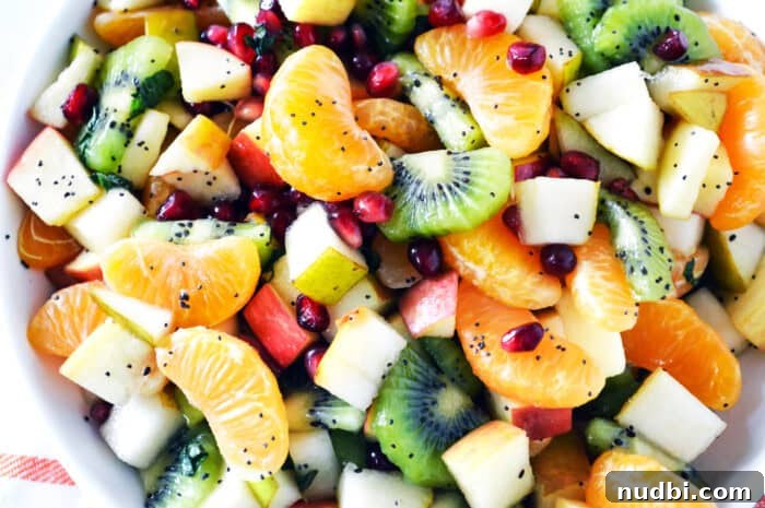 Colorful Heart-Healthy Winter Fruit Salad featuring seasonal produce
