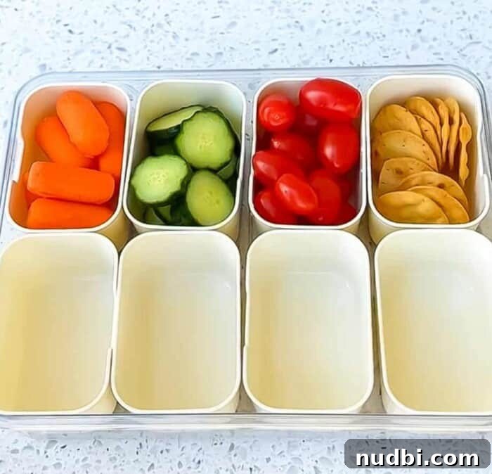 Getaway Grub Box 9 Child's hands reaching into a Snackle Box filled with healthy snacks