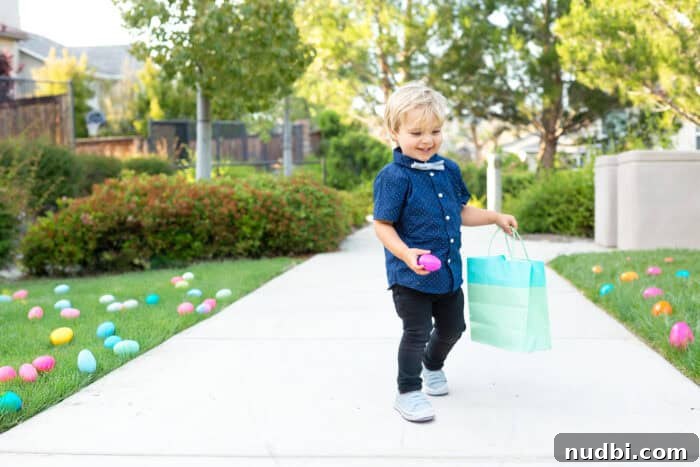 Eat Well This Easter: A Dietitian's Guide to Delicious Balance 10 Children excitedly participating in an outdoor Easter egg hunt.