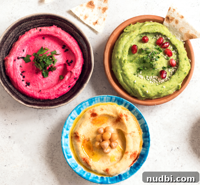 Homemade Hummus recipes, including a Pistachio Hummus, packed with a delicious flavor and garnished with pomegranate.