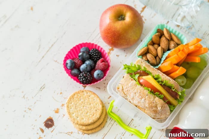 20 Savvy Lunchbox Packing Tips from Real Parents 2 Organized school lunchbox with various healthy items