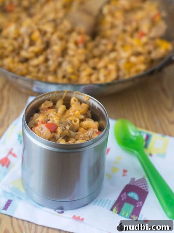 One-Pot Cheeseburger Mac, a hearty and comforting dish in a single pot.