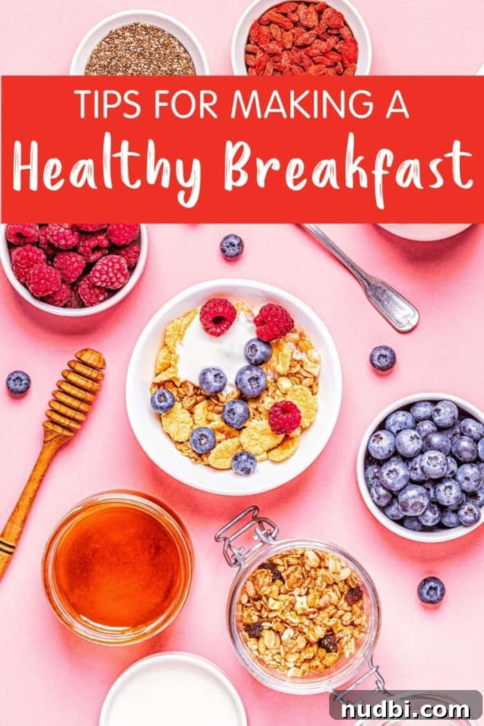 Elevate Your A.M. Plate 2 A vibrant, healthy breakfast spread featuring fruits, yogurt, and grains, emphasizing the importance of starting the day right.