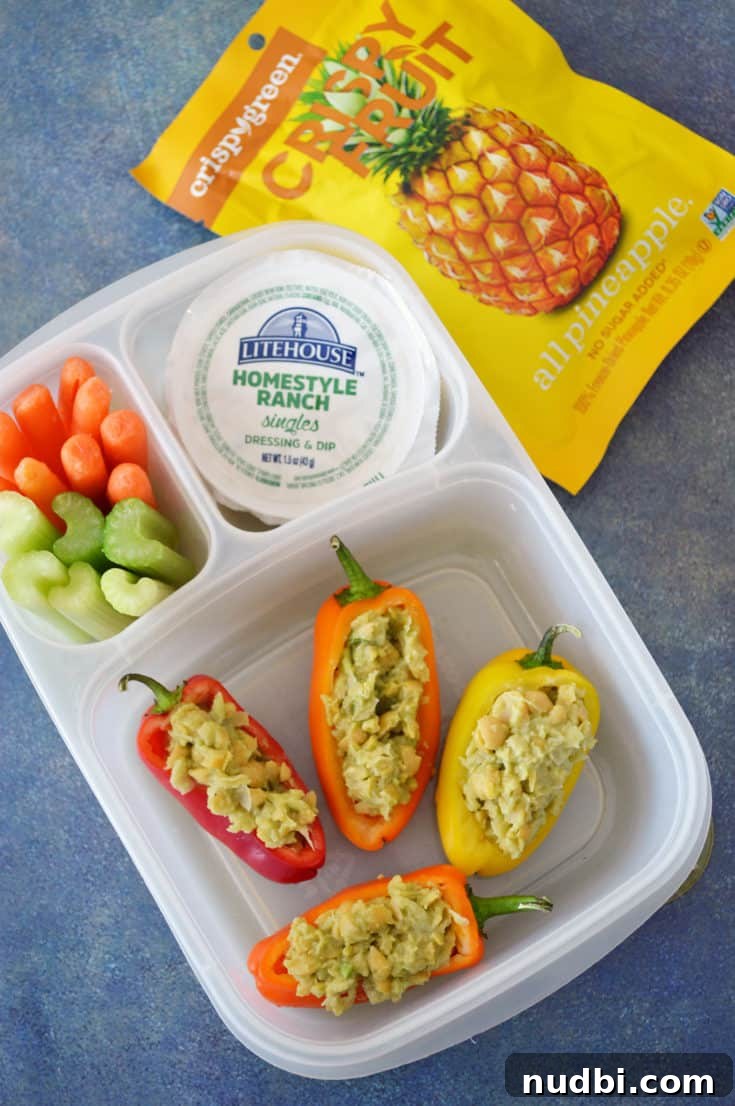 Smashed Chickpea Salad Stuffed Mini Sweet Peppers