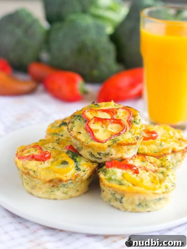 Mini Broccoli Cheese Crustless Quiches, perfect for breakfast or a snack.
