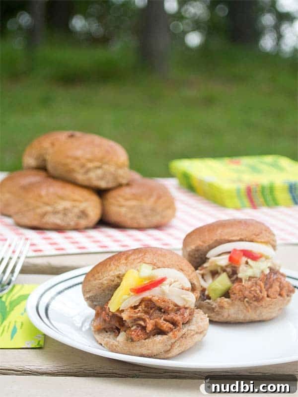 Delicious Asian Pulled Pork Sliders with coleslaw.