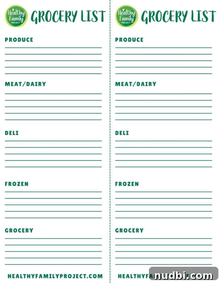 Unlock Pro Meal Planning: 10 Tips for Beginners 4 Free printable grocery list template for efficient shopping.