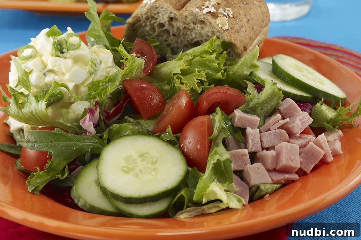 Nutritious New Life for Leftover Easter Eggs 9 Eggcellent Egg and Ham Salad served on fresh greens