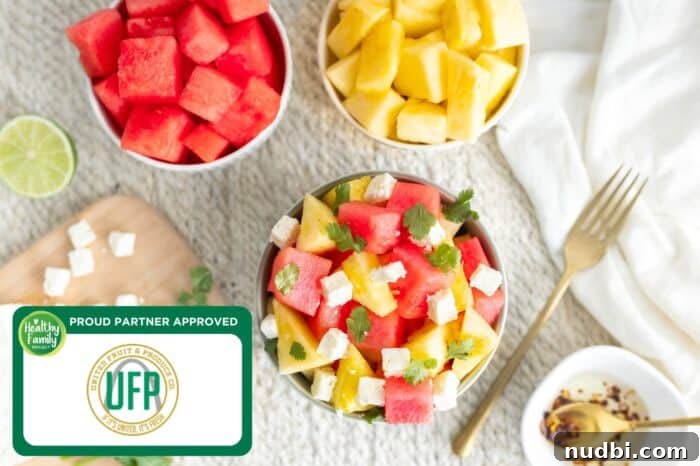 Bright Watermelon Pineapple Feta Mint Salad 2 Fresh Watermelon Pineapple Salad with Feta and Mint